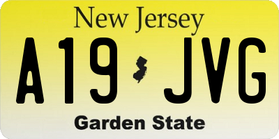 NJ license plate A19JVG
