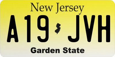 NJ license plate A19JVH