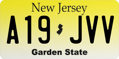 NJ license plate A19JVV