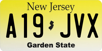 NJ license plate A19JVX