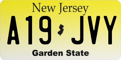NJ license plate A19JVY