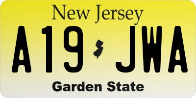 NJ license plate A19JWA