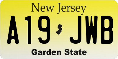 NJ license plate A19JWB