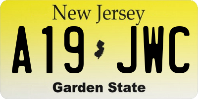 NJ license plate A19JWC