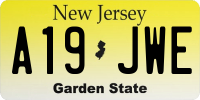 NJ license plate A19JWE