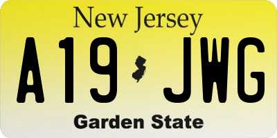 NJ license plate A19JWG