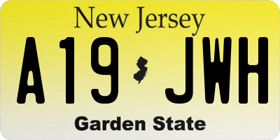 NJ license plate A19JWH