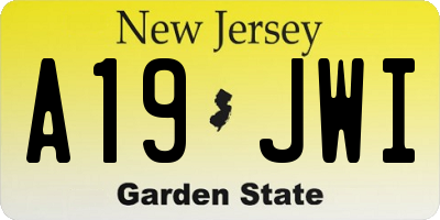 NJ license plate A19JWI