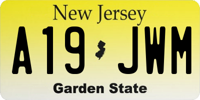 NJ license plate A19JWM