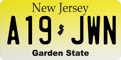 NJ license plate A19JWN