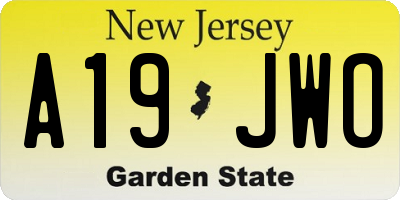 NJ license plate A19JWO
