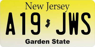 NJ license plate A19JWS