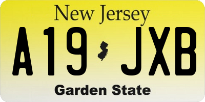 NJ license plate A19JXB