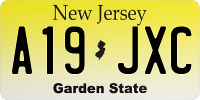 NJ license plate A19JXC