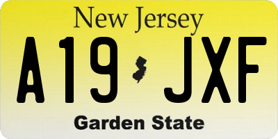 NJ license plate A19JXF