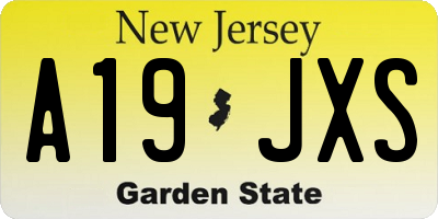 NJ license plate A19JXS