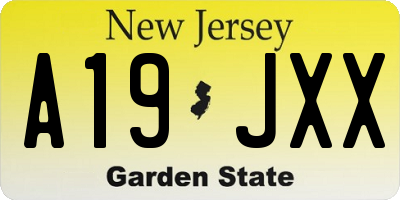 NJ license plate A19JXX