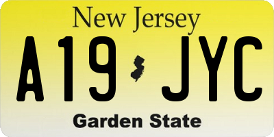 NJ license plate A19JYC