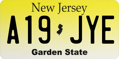 NJ license plate A19JYE