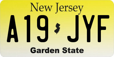 NJ license plate A19JYF