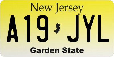 NJ license plate A19JYL