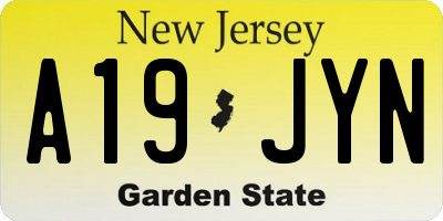 NJ license plate A19JYN