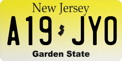 NJ license plate A19JYO