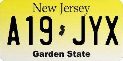 NJ license plate A19JYX