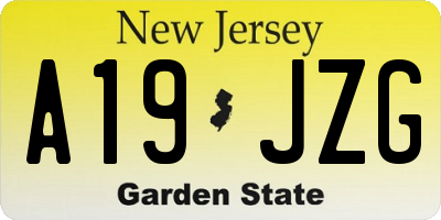 NJ license plate A19JZG