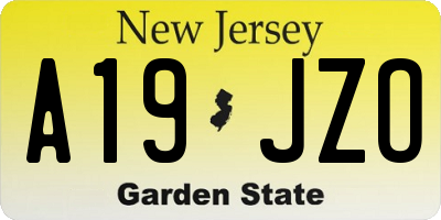 NJ license plate A19JZO