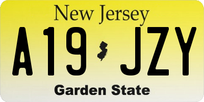 NJ license plate A19JZY