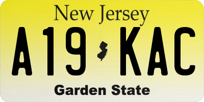 NJ license plate A19KAC