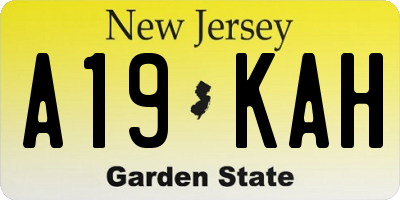NJ license plate A19KAH
