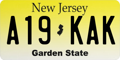 NJ license plate A19KAK