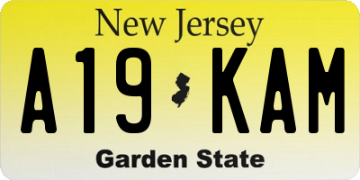NJ license plate A19KAM