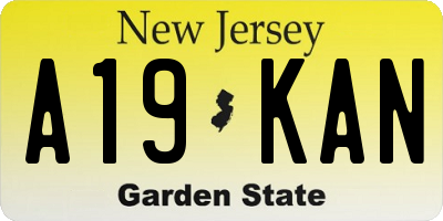 NJ license plate A19KAN