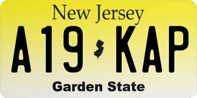 NJ license plate A19KAP