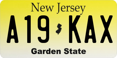 NJ license plate A19KAX