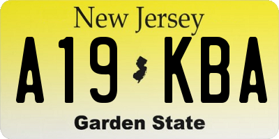 NJ license plate A19KBA