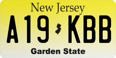 NJ license plate A19KBB