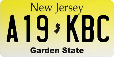 NJ license plate A19KBC