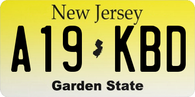 NJ license plate A19KBD