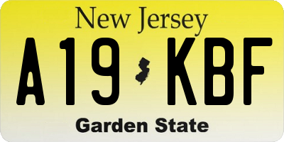 NJ license plate A19KBF
