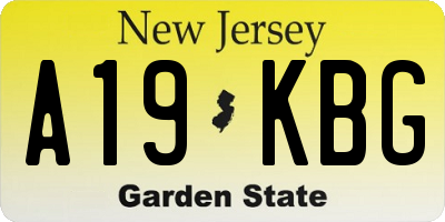 NJ license plate A19KBG