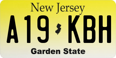 NJ license plate A19KBH