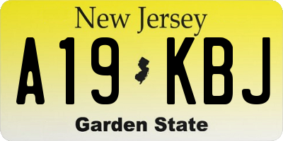 NJ license plate A19KBJ