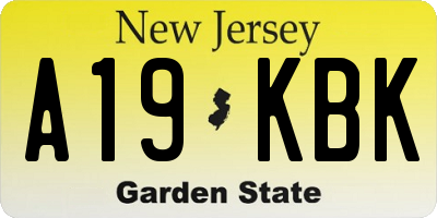 NJ license plate A19KBK