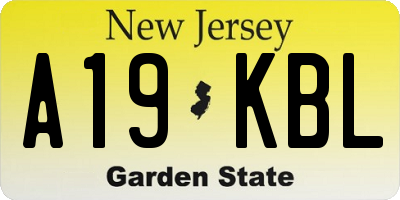 NJ license plate A19KBL