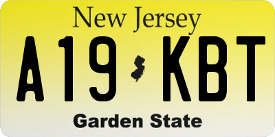 NJ license plate A19KBT