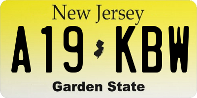NJ license plate A19KBW